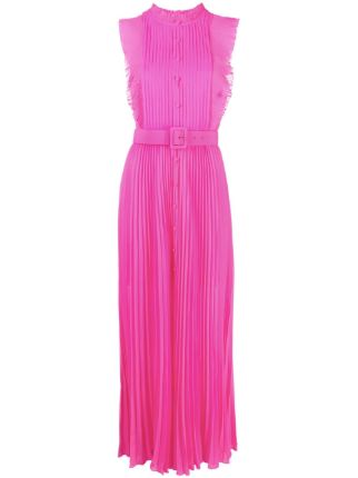 Self-Portrait belted-waist Ruffle Midi Dress - Farfetch