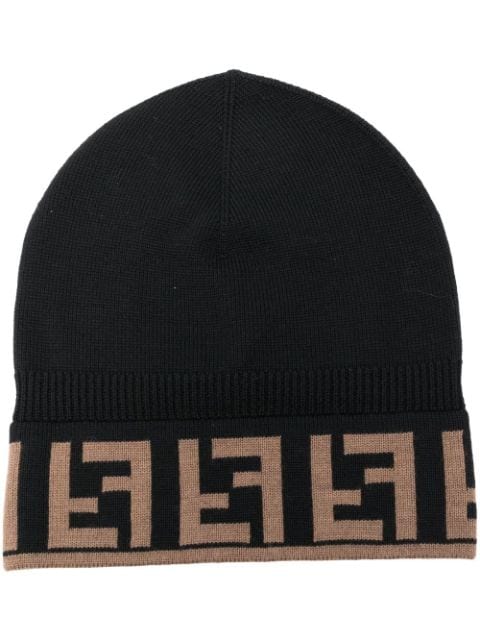 FENDI FF-logo intarsia-knit beanie