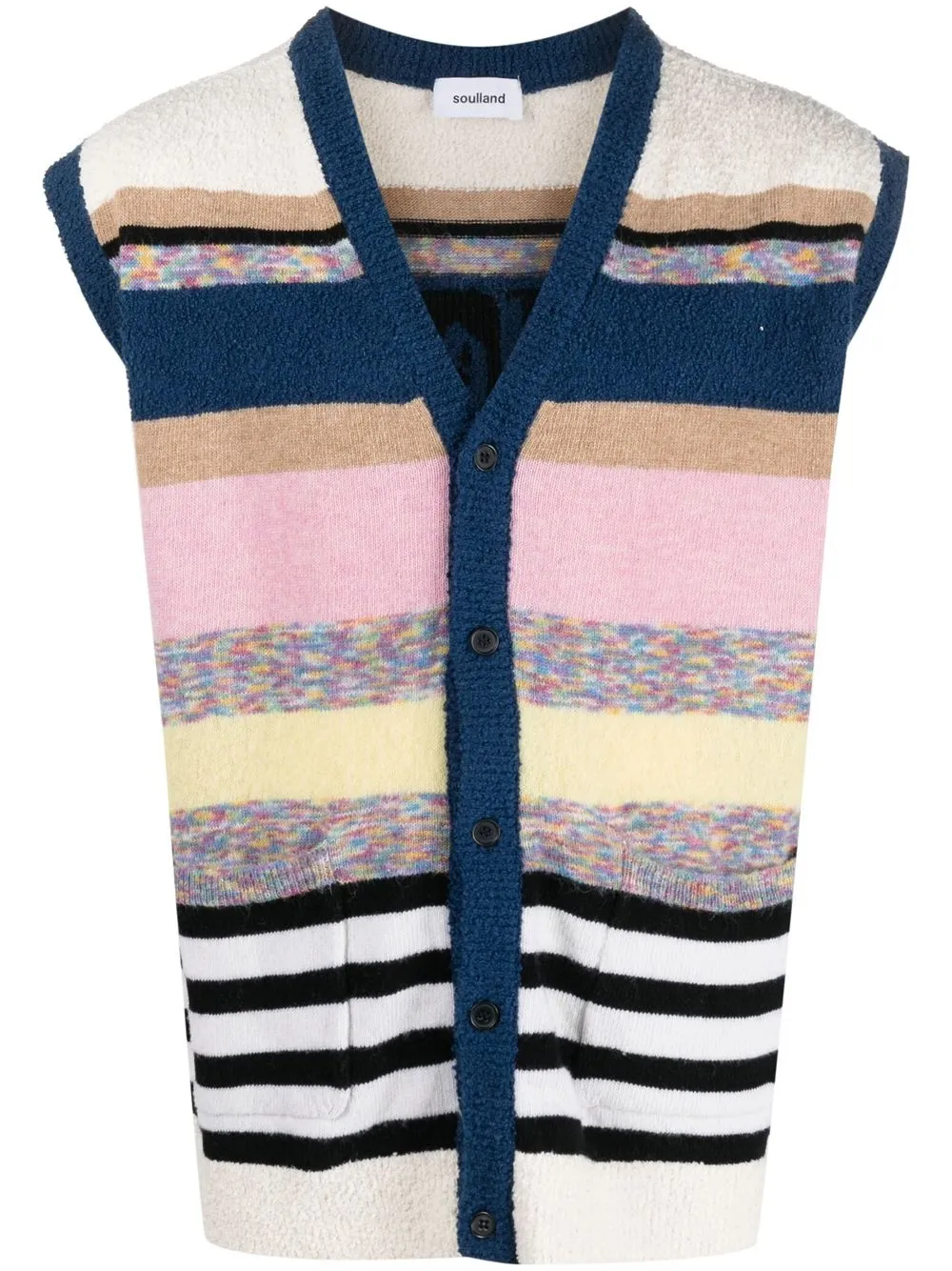 

Soulland striped button-up vest - Pink