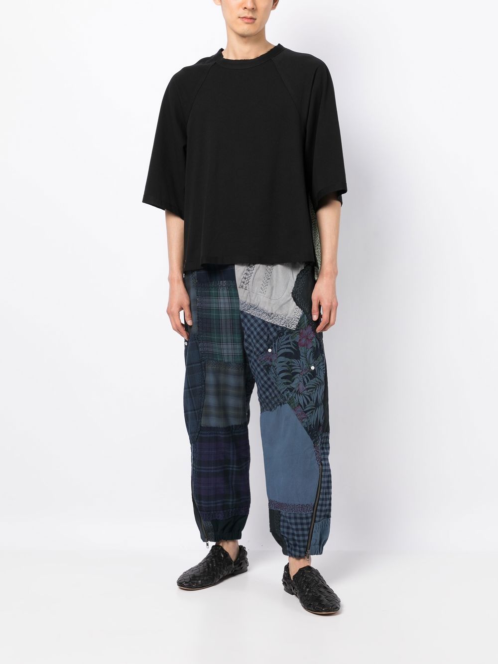 Shop By Walid Patchwork-design Drop-crotch Trousers In Blue