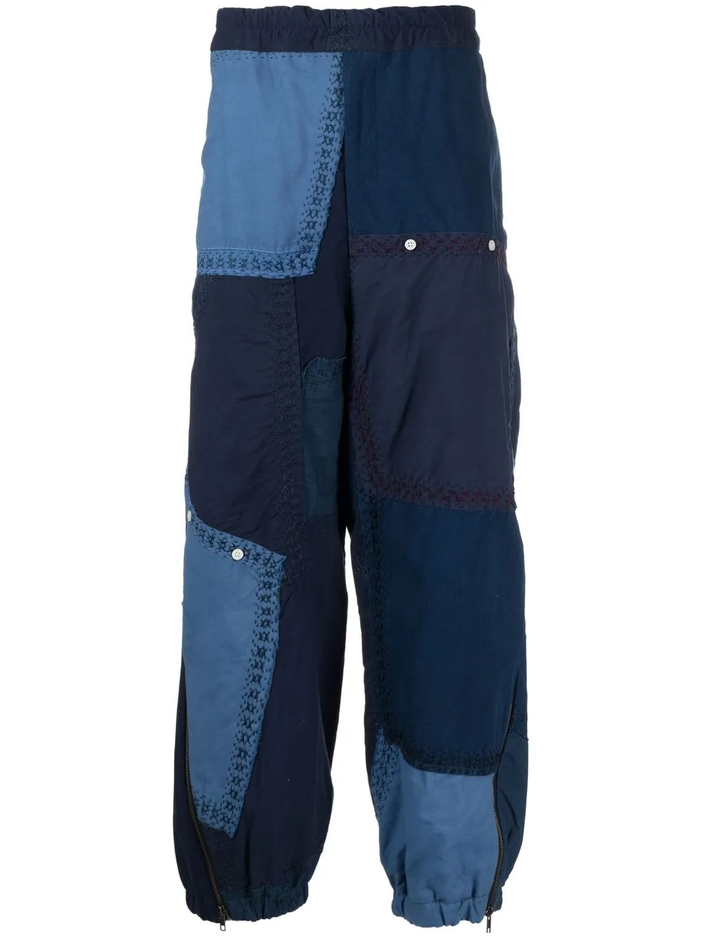 

By Walid patchwork zip-detail trousers - Blue