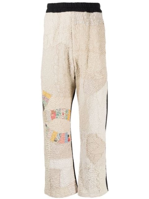 By Walid patchwork design trousers