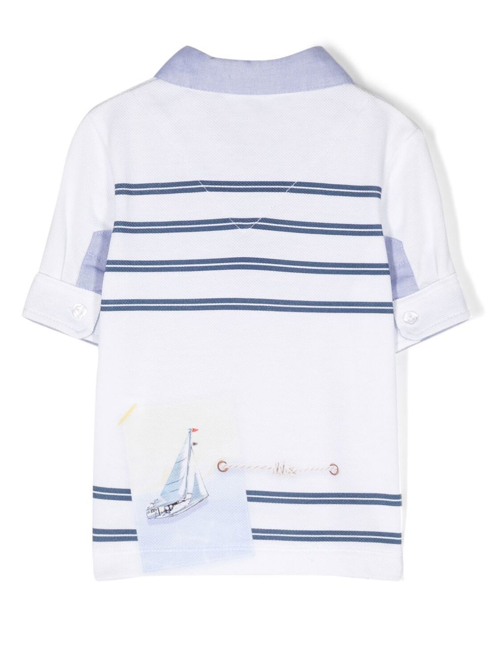 Shop Lapin House Striped Sailing-print Polo Shirt In White