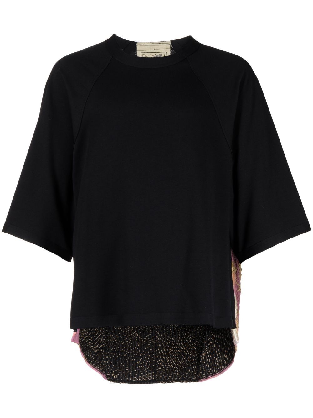 By Walid Floral Embroidery Cotton T-shirt In Black