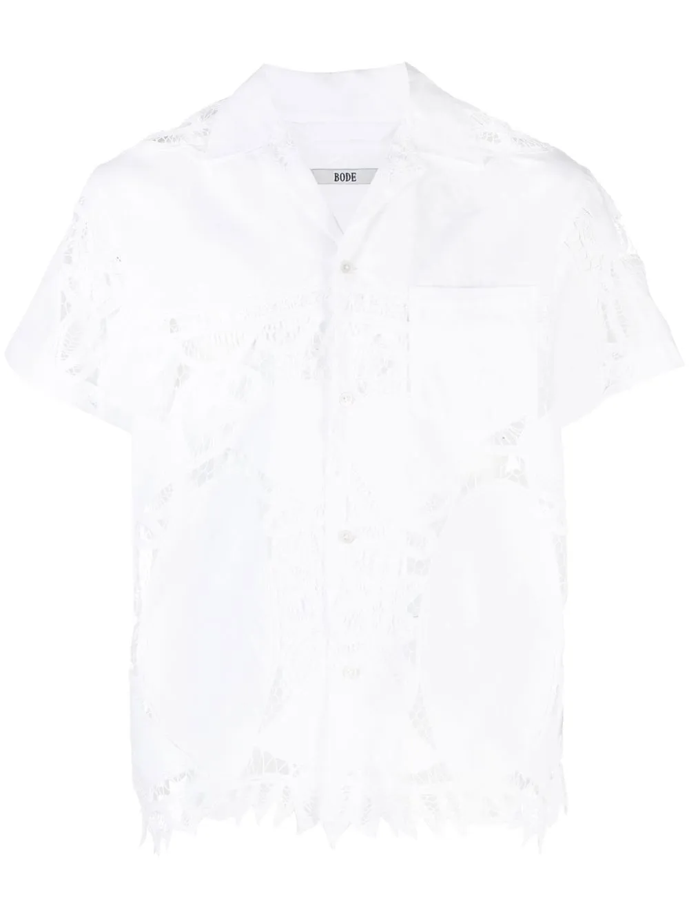

BODE lace-panel Cuban shirt - White
