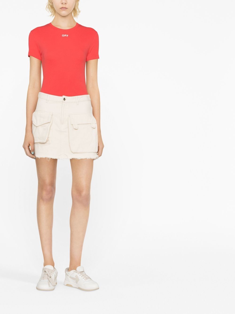 Off-White T-shirt met logoprint - Rood