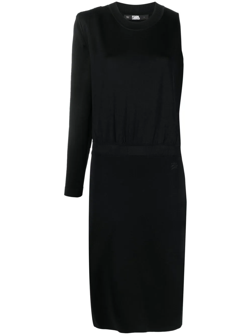 

Karl Lagerfeld ruched one-shoulder midi-dress - Black
