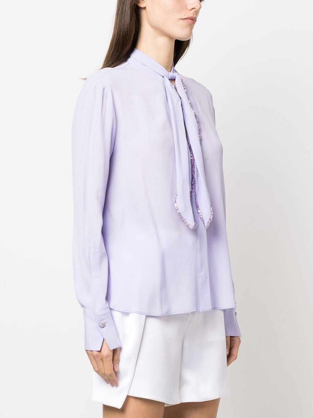Shop Genny Tie-fastening Embellished Blouse In Purple