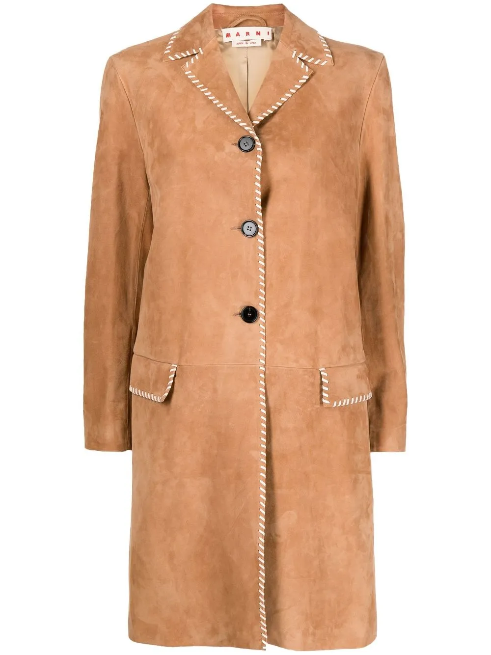 

Marni single-breasted leather coat - Brown
