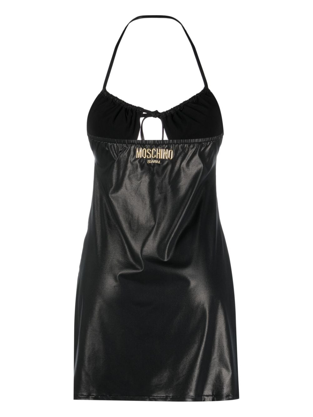 Moschino metallic-sheen halterneck beach dress - Zwart