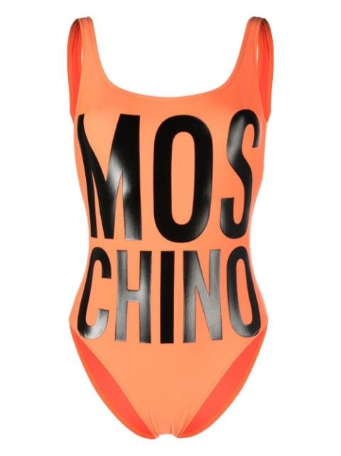 MISBHV Criss-Cross monogram-print Swimsuit - Neutrals