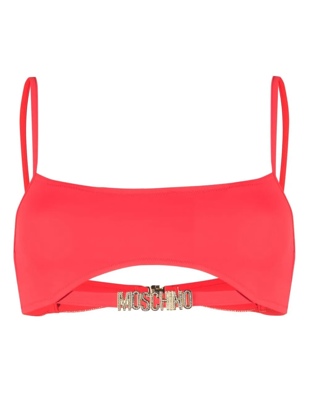 

Moschino logo-plaque bikini top - Red
