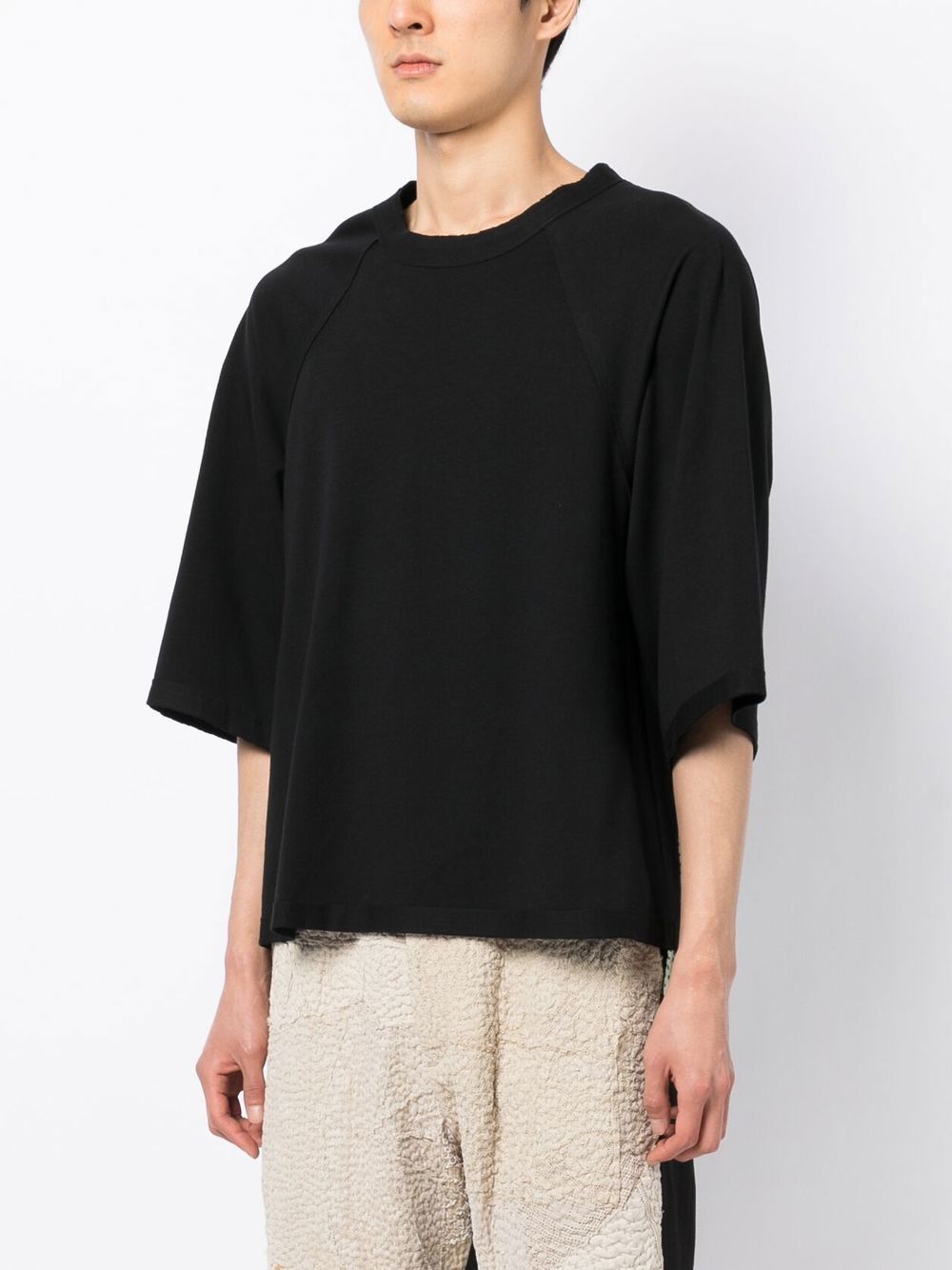 Shop By Walid Contrasting-stitch Detail T-shirt In Black
