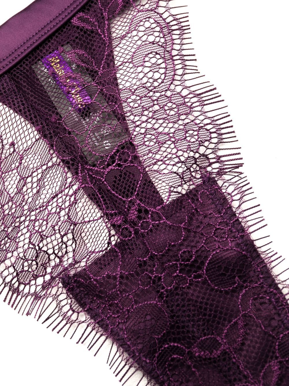 Shop Maison Close Semi-sheer Lace Thong In Purple