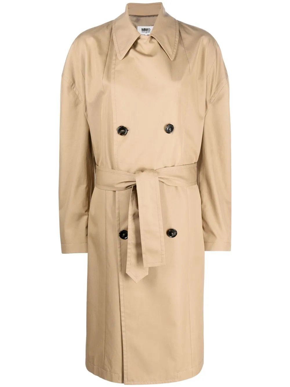 Shop Mm6 Maison Margiela Oversize Double-breasted Trench Coat In Neutrals