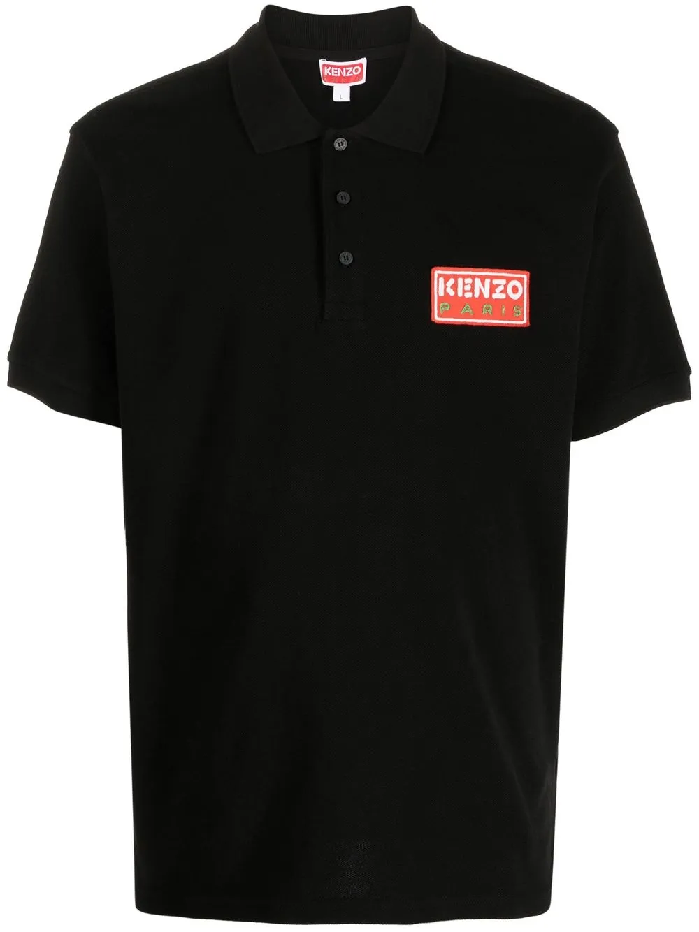 

Kenzo logo-patch cotton polo shirt - Black