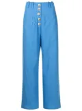 Olympiah cropped button-front trousers - Blue