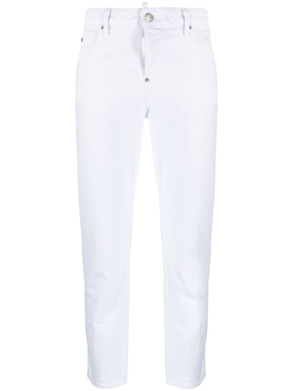 Shop Dsquared2 Cropped Denim Jeans In White