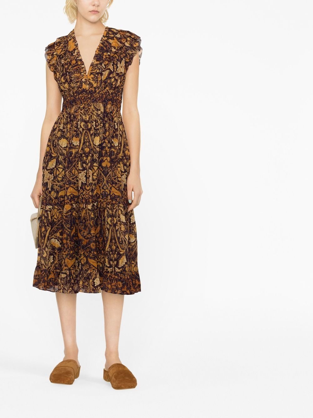 Ulla Johnson Midi-jurk met fladdermouwen - Paars