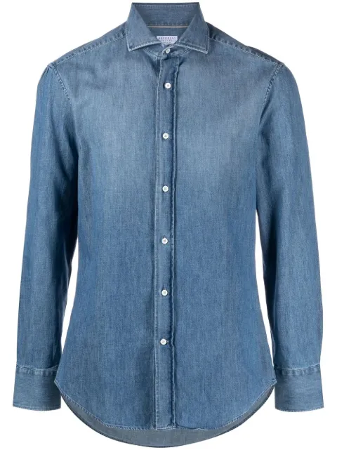 Brunello Cucinelli spread-collar denim shirt