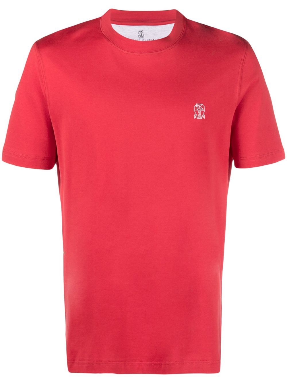 

Brunello Cucinelli logo embroidery cotton T-shirt - Red