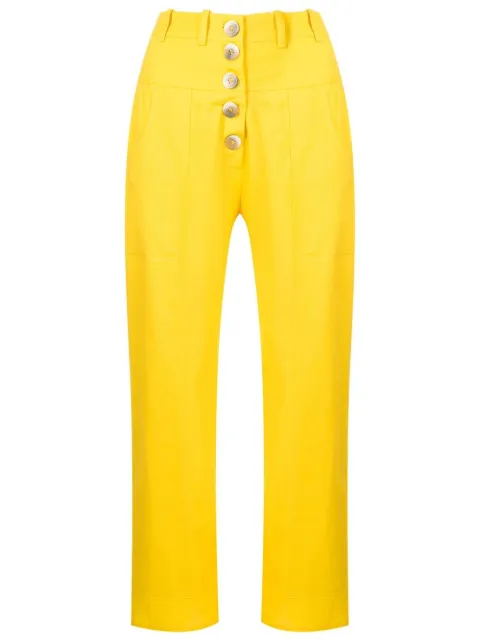 Olympiah cropped button-front trousers