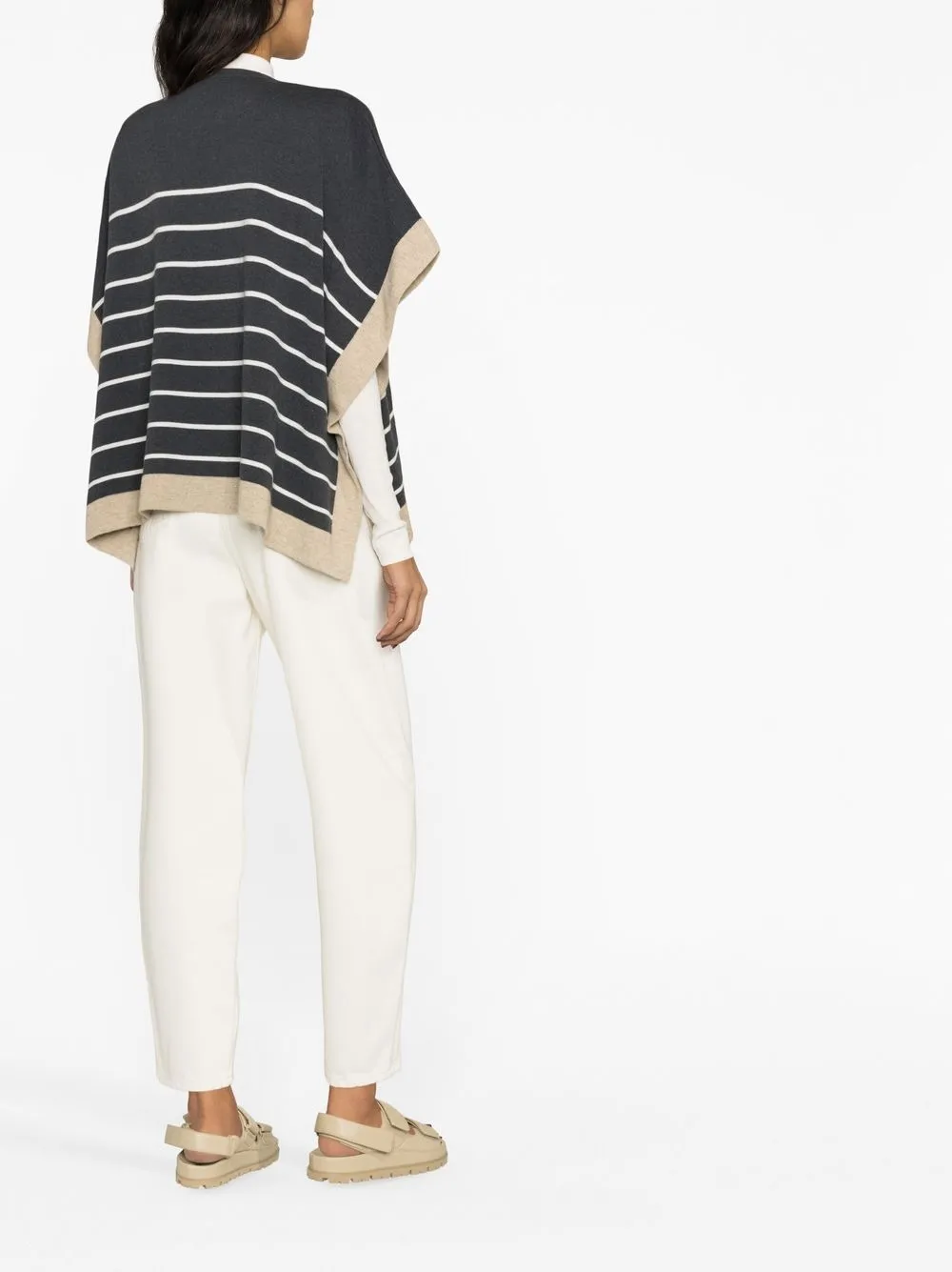Brunello Cucinelli Striped Sleeveless Top In Grey