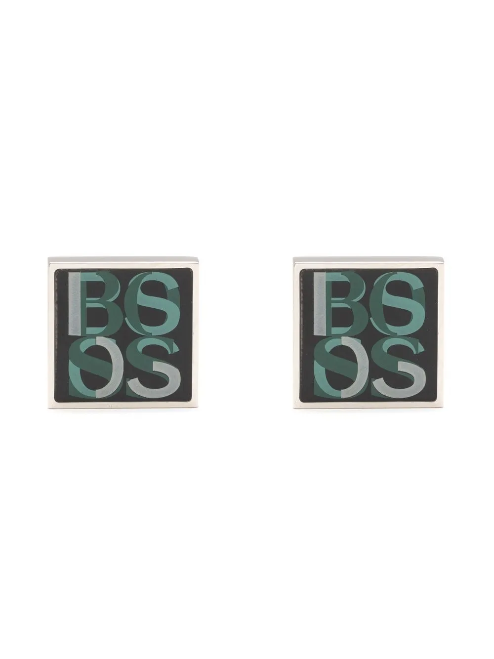 BOSS Abotoaduras com estampa de logo | Prateado | Image 1