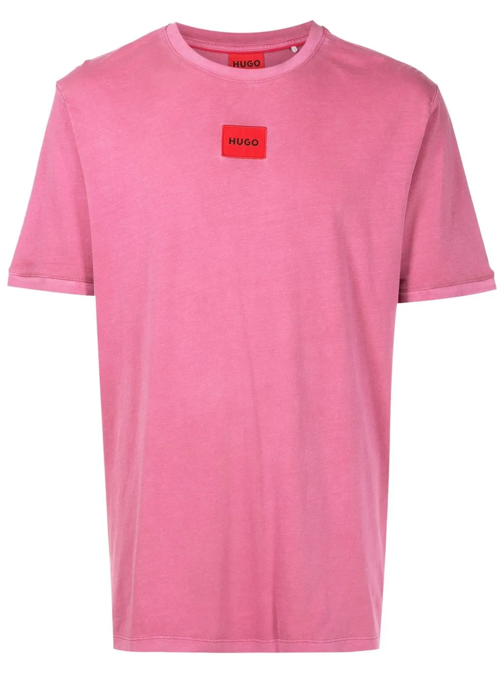 HUGO Camiseta decote careca com patch de logo | Rosa | Image 1