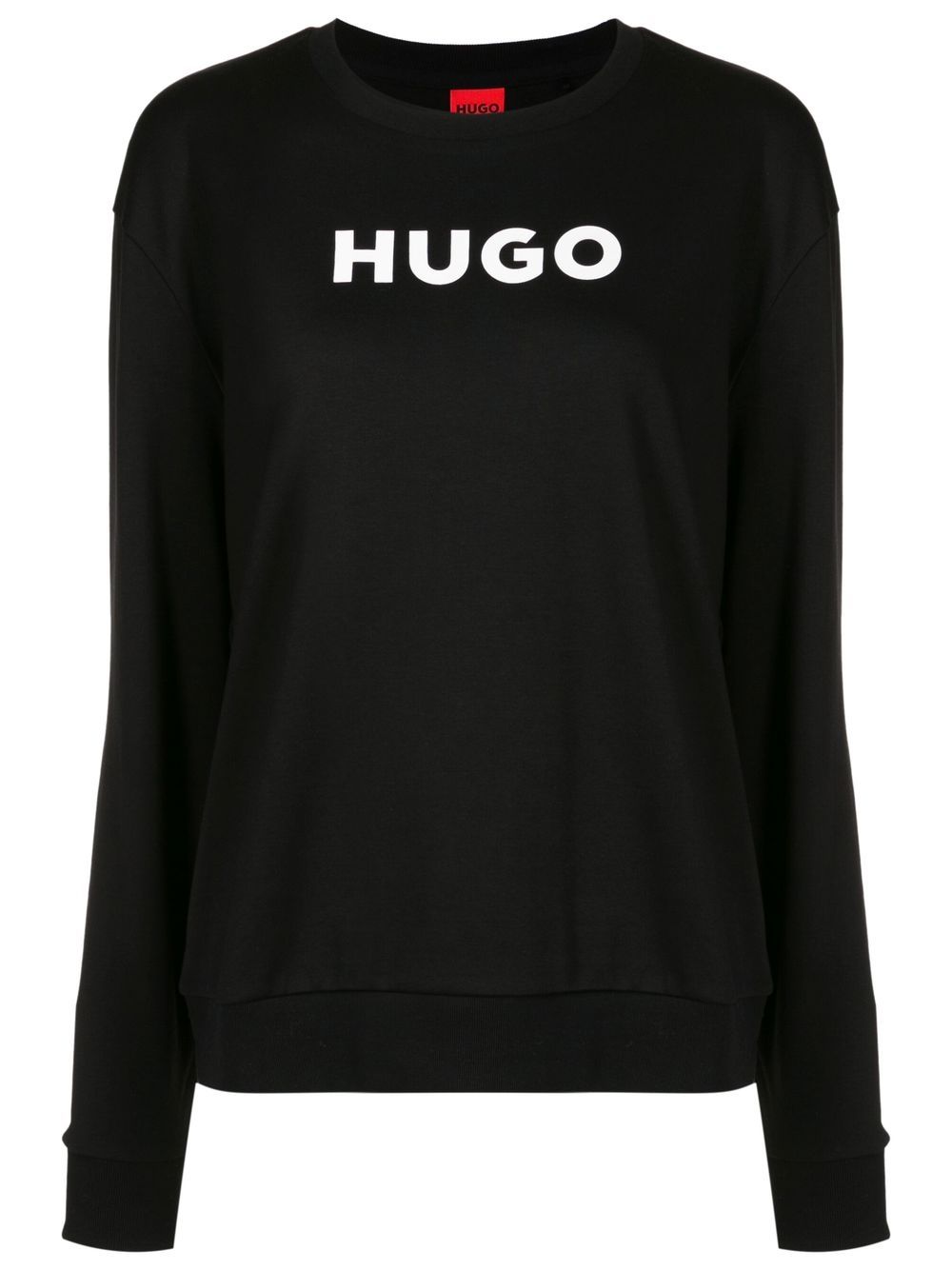 Hugo Logo-print Crew-neck Sweatshirt In Black