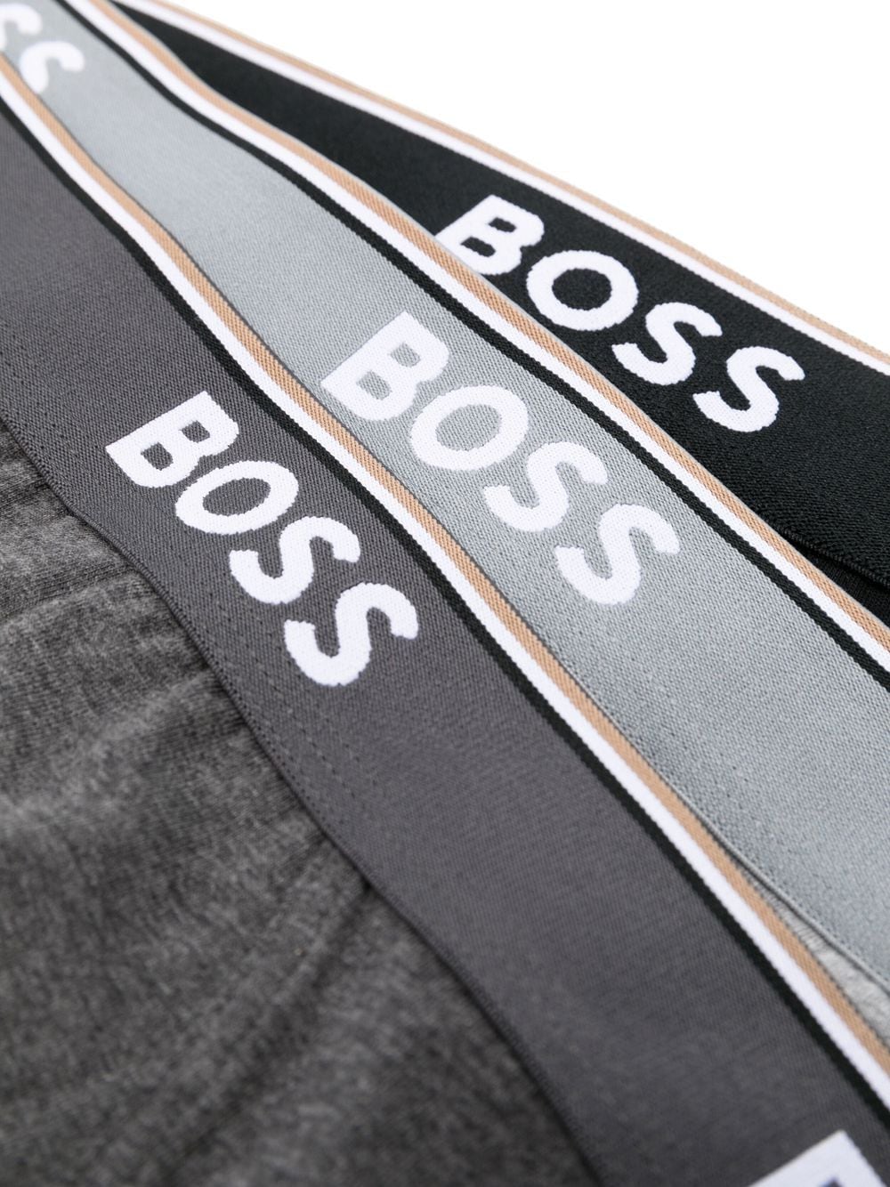 Shop Hugo Boss Stripe-trim Briefs (pack Of 3) In Grey
