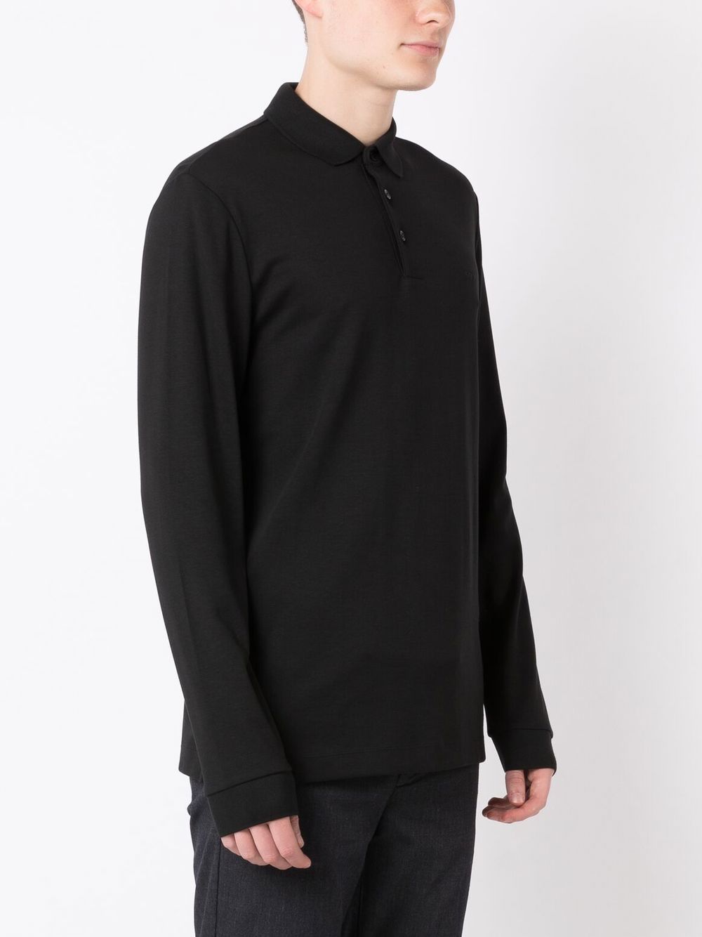 Shop Hugo Boss Long-sleeved Polo Shirt In Black