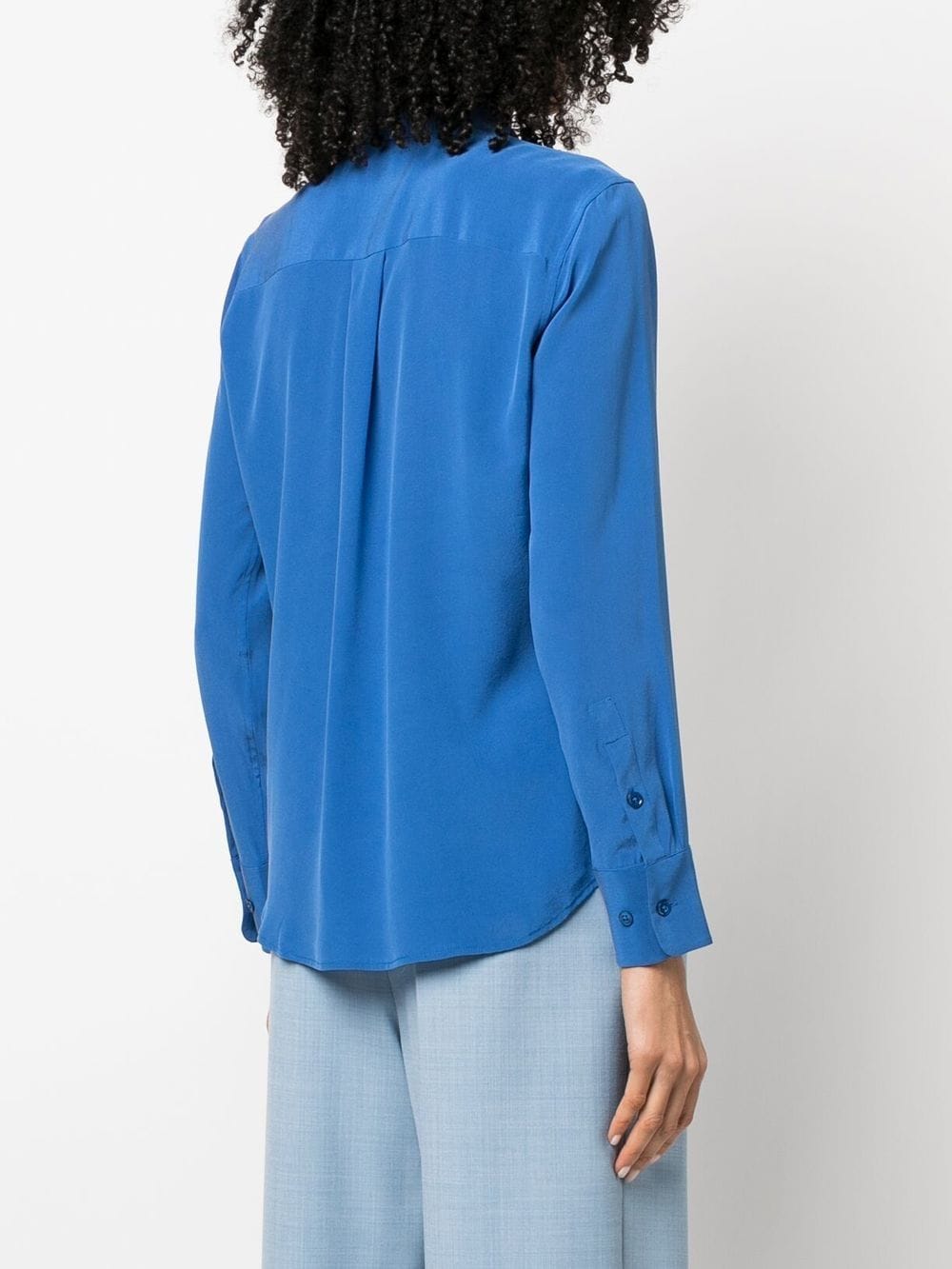 Shop Equipment Long-sleeve Silk Shirt In 蓝色