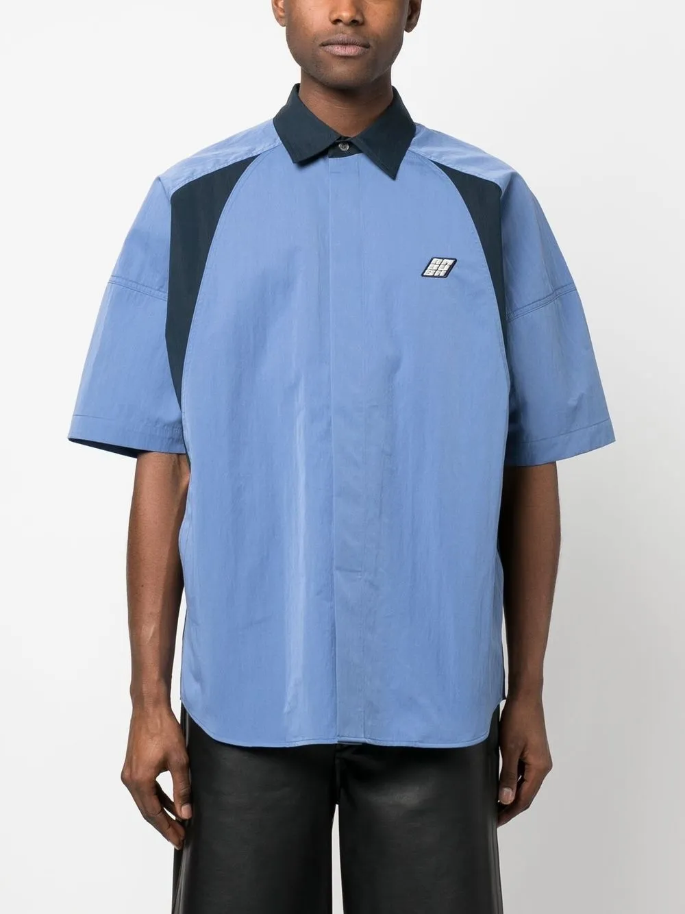 Ambush Dolman Sleeve Shirt In Dusty Blue Brilliant White