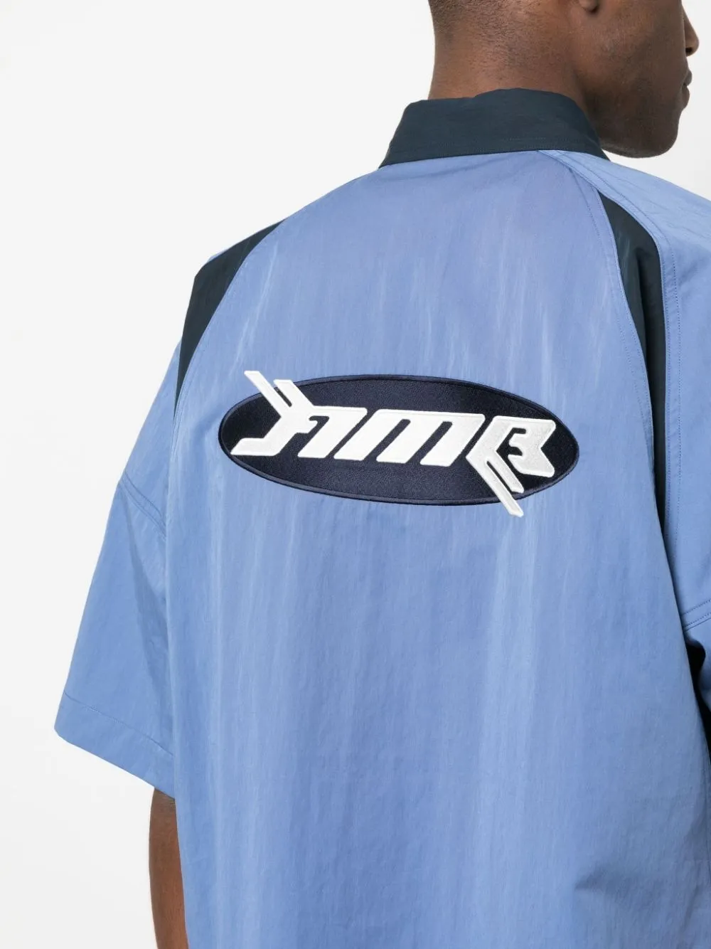 Ambush Dolman Sleeve Shirt In Dusty Blue Brilliant White