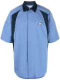AMBUSH logo-embroidered bowling shirt - DUSTY BLUE BRILLIANT WHITE