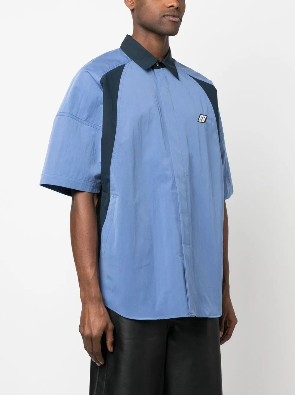 Ambush Dolman Sleeve Shirt In Dusty Blue Brilliant White