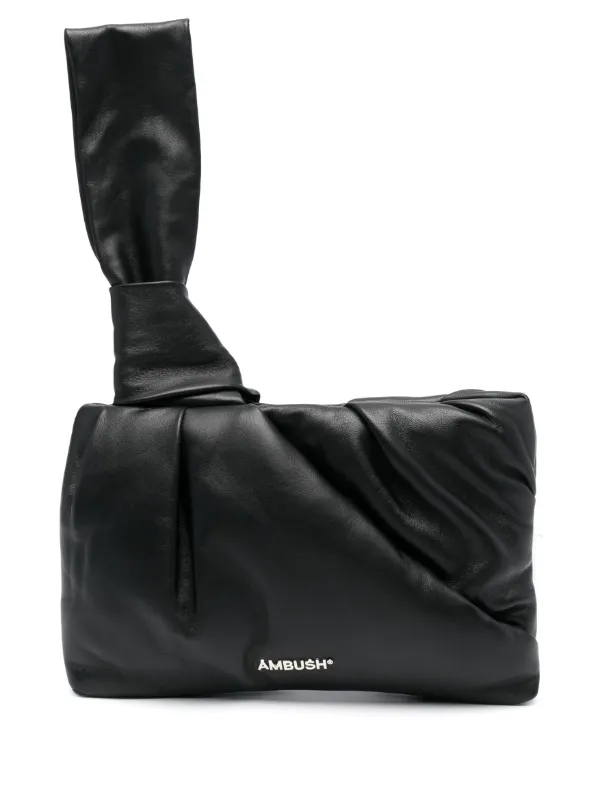 AMBUSH Nejiri Leather Clutch Bag | Black | FARFETCH AO