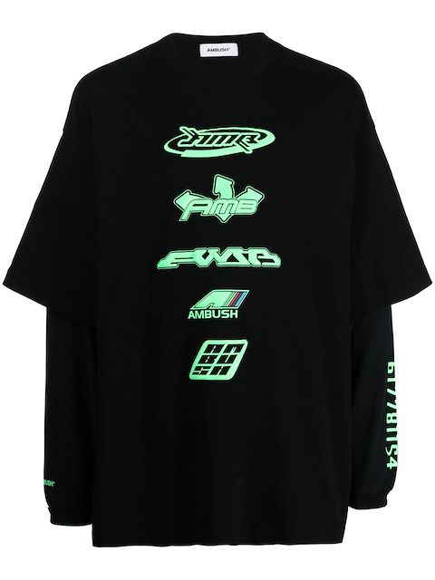 AMBUSH cotton layered logo-print T-shirt