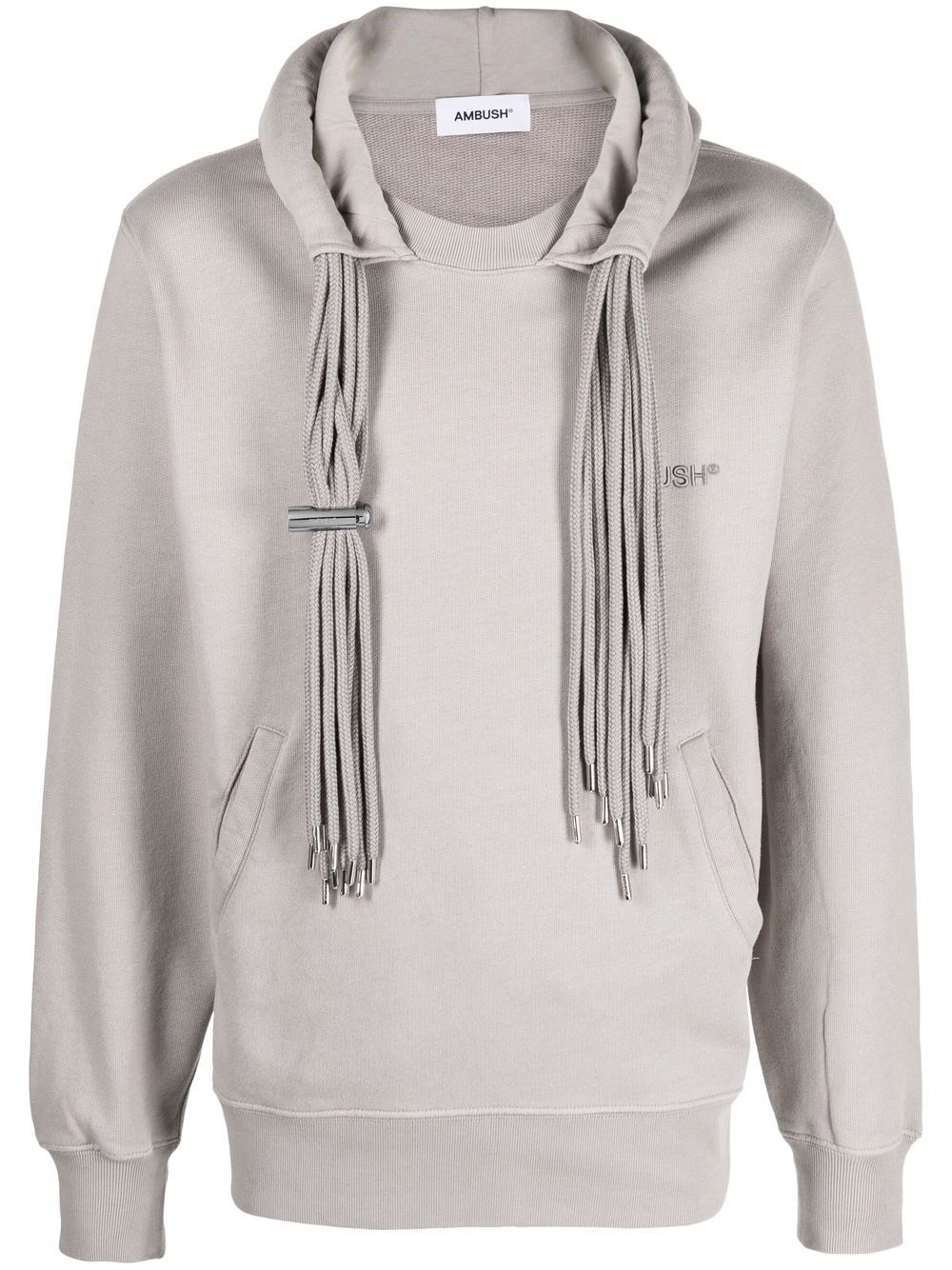 Multicord-drawstring Cotton Hoodie In Grey