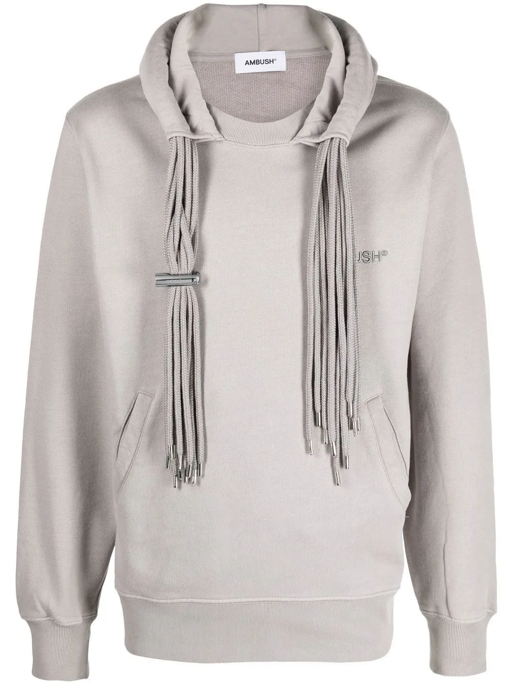 Ambush Multicord-drawstring Cotton Hoodie In Grey