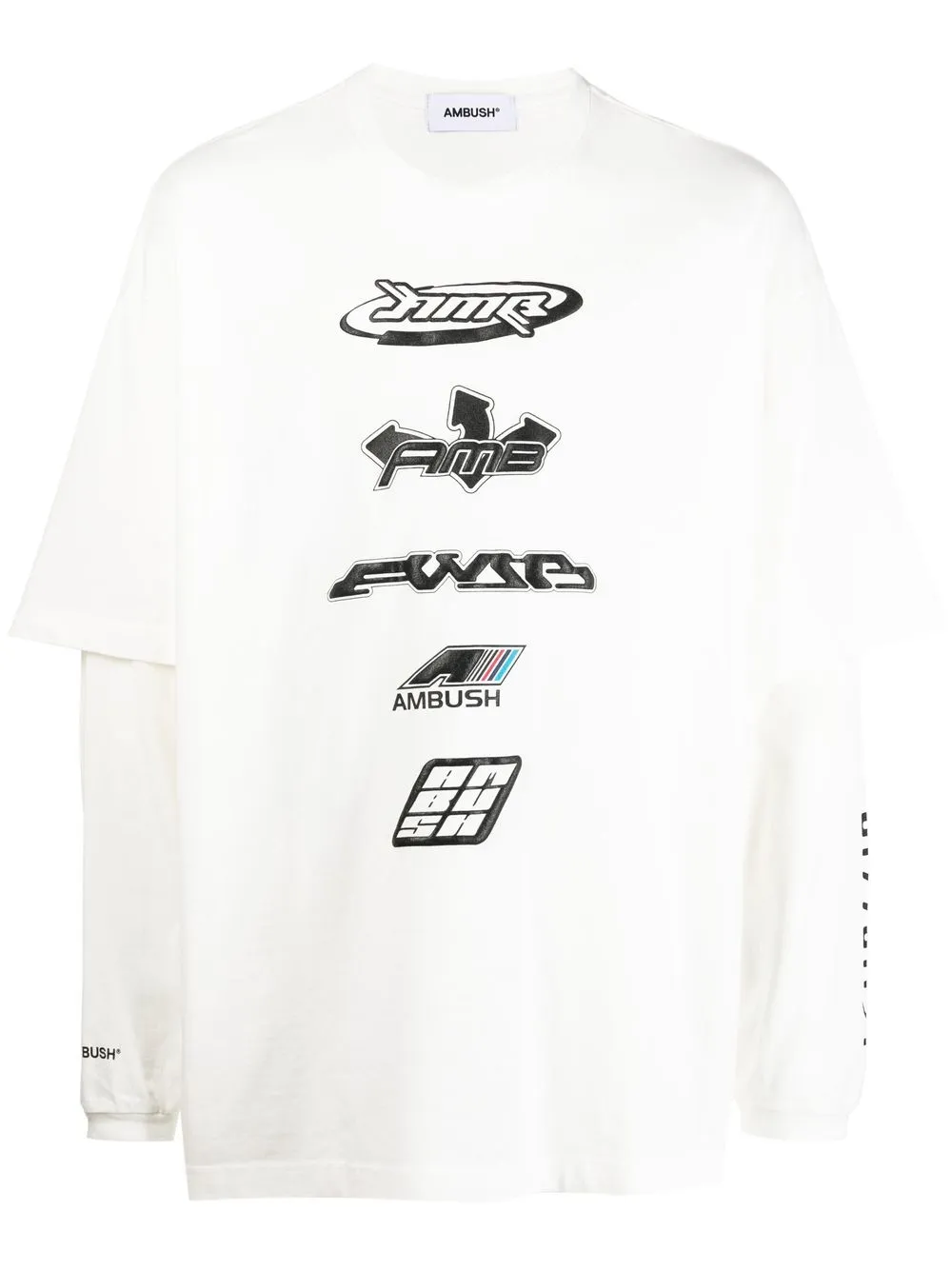 Ambush Logo-print Layered T-shirt In White,black