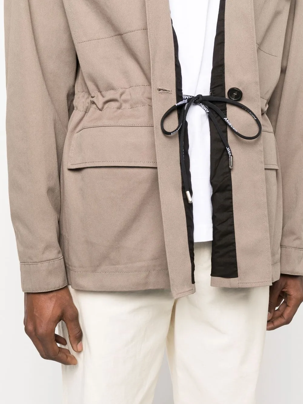 Ambush Drawstring V-neck Jacket In Brown