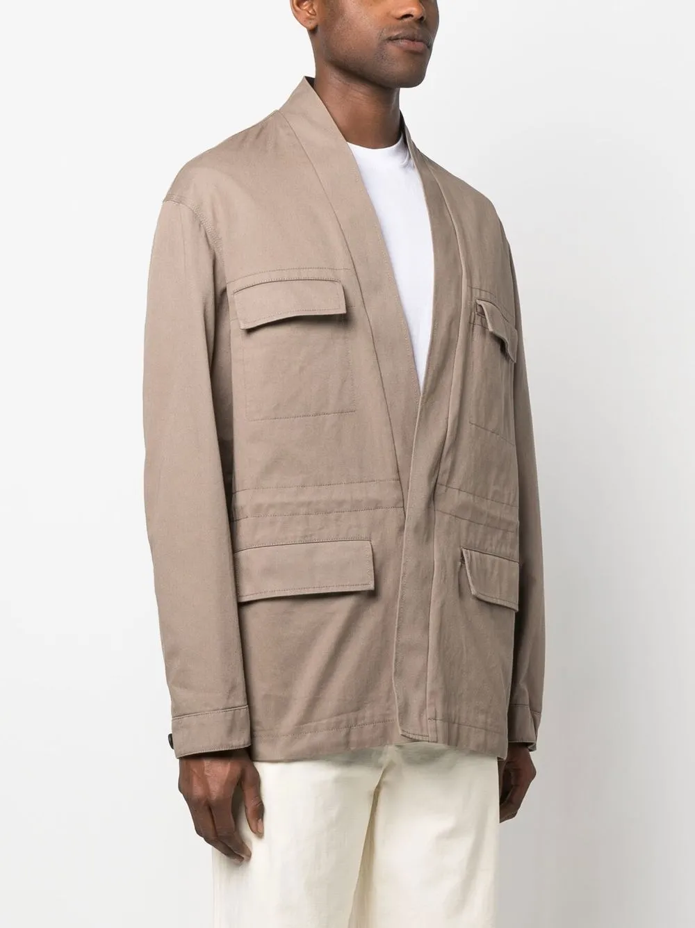 Ambush Drawstring V-neck Jacket In Brown