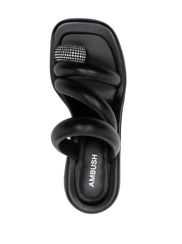 サンダル・ミュール Ambush Sandals AMBUSH crystal-embellished Leather Sandals | Black | FARFETCH
