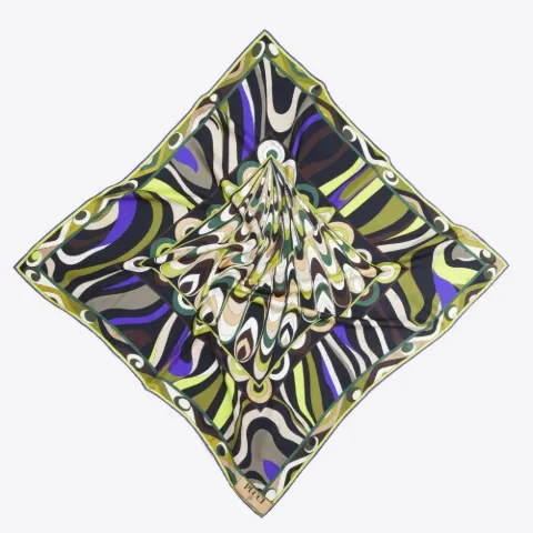 Fiamme-Print Large Silk-Twill Carré