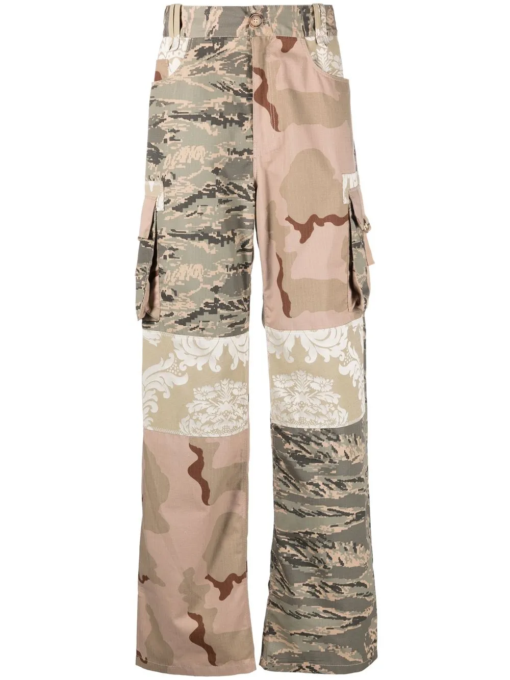 

Marine Serre pantalones cargo Desert Damask - Neutro