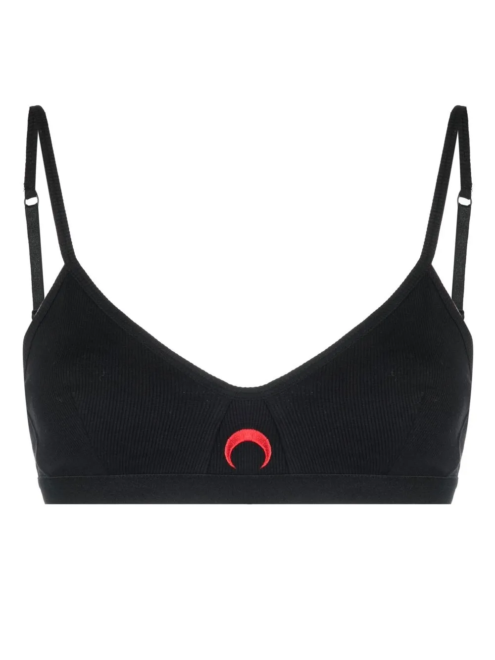 

Marine Serre embroidered-logo triangle bra - Black