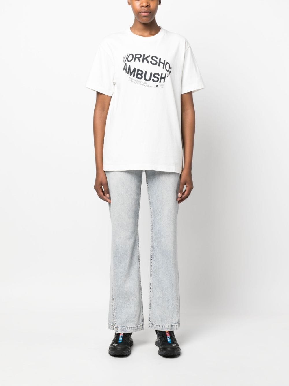 Shop Ambush Revolve Logo-print Cotton T-shirt In White