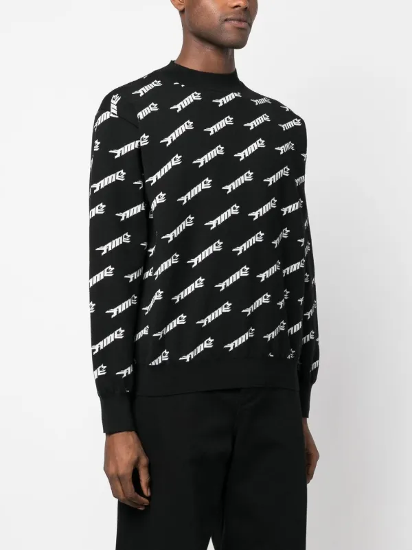 AMBUSH logo-intarsia crew-neck Jumper | Black | FARFETCH